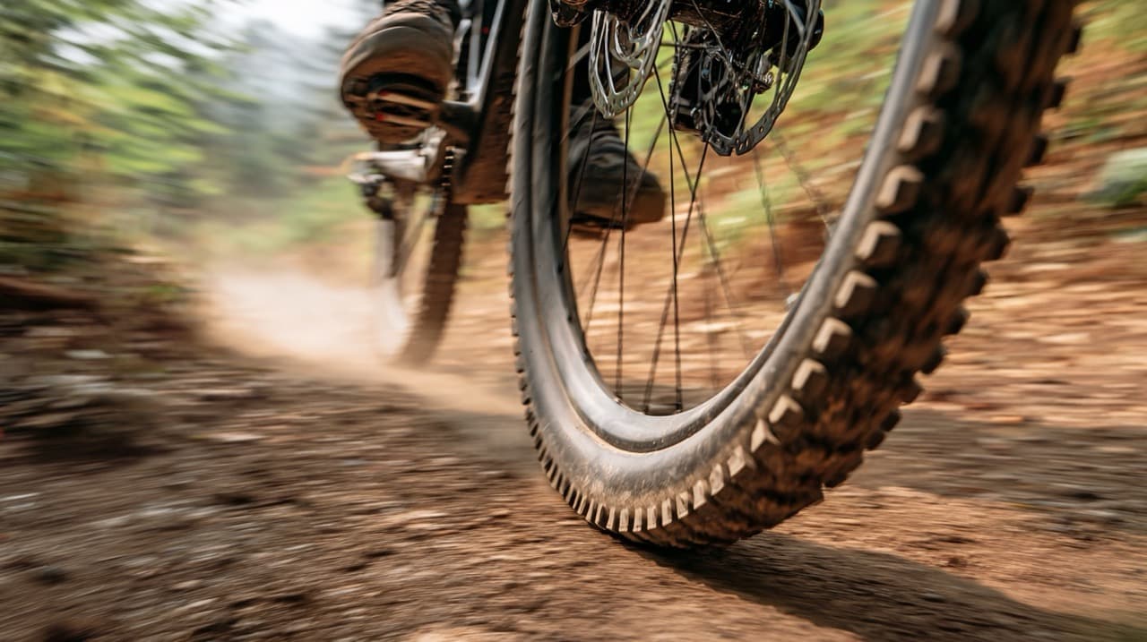 Mountain bikers on a forest trail